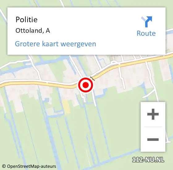 Locatie op kaart van de 112 melding: Politie Ottoland, A op 15 juni 2023 20:39