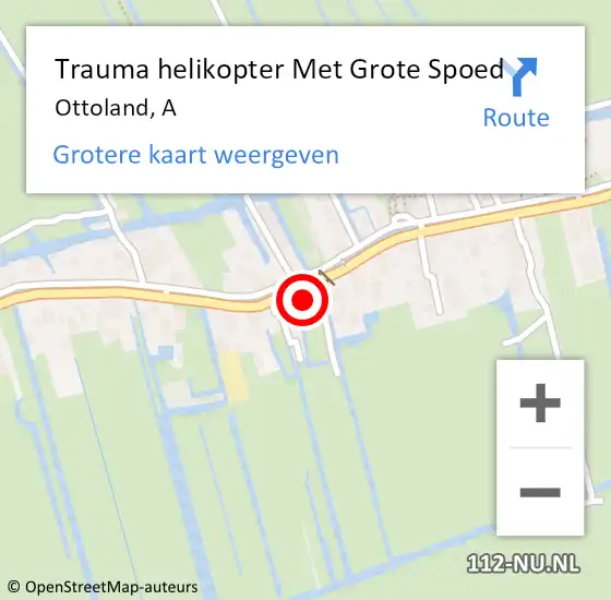 Locatie op kaart van de 112 melding: Trauma helikopter Met Grote Spoed Naar Ottoland, A op 15 juni 2023 20:42