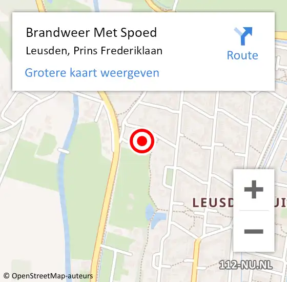 Locatie op kaart van de 112 melding: Brandweer Met Spoed Naar Leusden, Prins Frederiklaan op 15 juni 2023 20:47