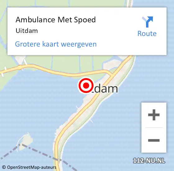 Locatie op kaart van de 112 melding: Ambulance Met Spoed Naar Uitdam op 15 juni 2023 20:58