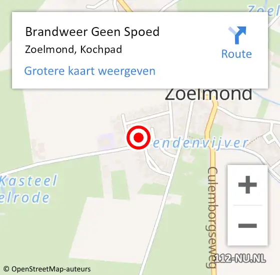 Locatie op kaart van de 112 melding: Brandweer Geen Spoed Naar Zoelmond, Kochpad op 15 juni 2023 21:38