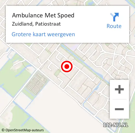 Locatie op kaart van de 112 melding: Ambulance Met Spoed Naar Zuidland, Patiostraat op 15 juni 2023 21:40