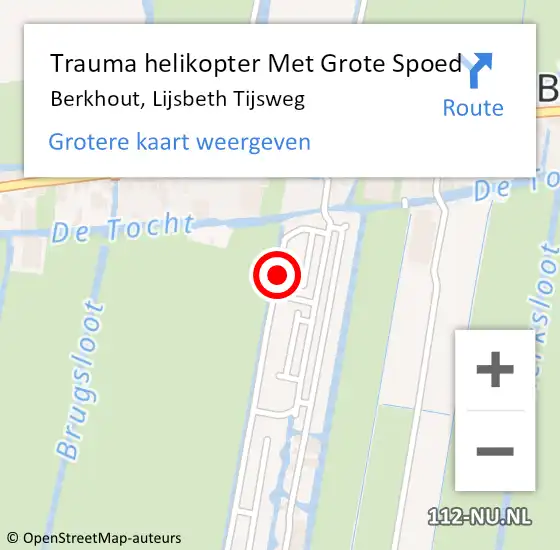 Locatie op kaart van de 112 melding: Trauma helikopter Met Grote Spoed Naar Berkhout, Lijsbeth Tijsweg op 15 juni 2023 21:43