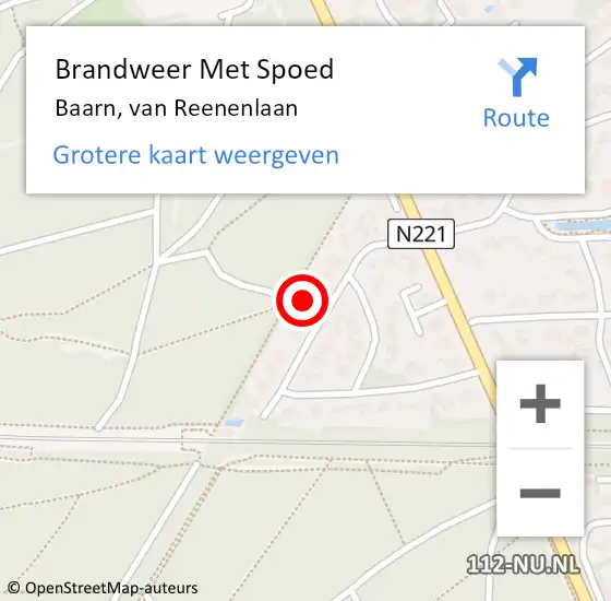 Locatie op kaart van de 112 melding: Brandweer Met Spoed Naar Baarn, van Reenenlaan op 15 juni 2023 21:51