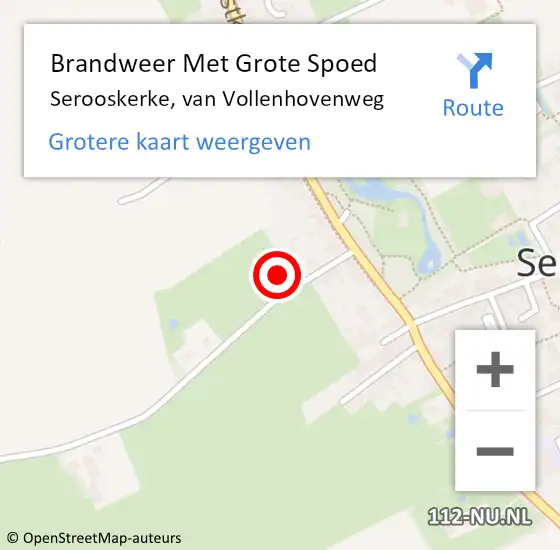 Locatie op kaart van de 112 melding: Brandweer Met Grote Spoed Naar Serooskerke, van Vollenhovenweg op 15 juni 2023 21:52