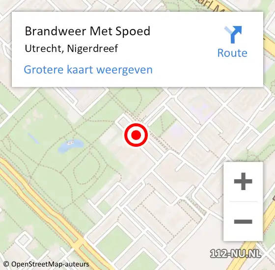 Locatie op kaart van de 112 melding: Brandweer Met Spoed Naar Utrecht, Nigerdreef op 15 juni 2023 21:57