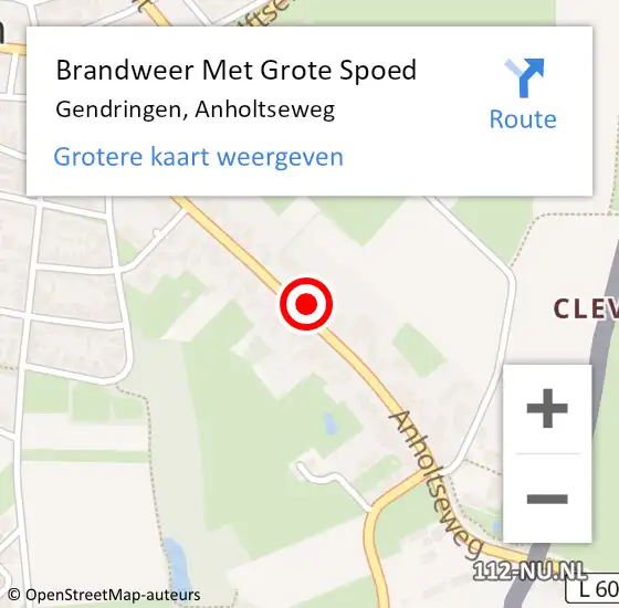 Locatie op kaart van de 112 melding: Brandweer Met Grote Spoed Naar Gendringen, Anholtseweg op 15 juni 2023 22:00