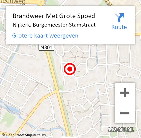 Locatie op kaart van de 112 melding: Brandweer Met Grote Spoed Naar Nijkerk, Burgemeester Stamstraat op 15 juni 2023 22:11