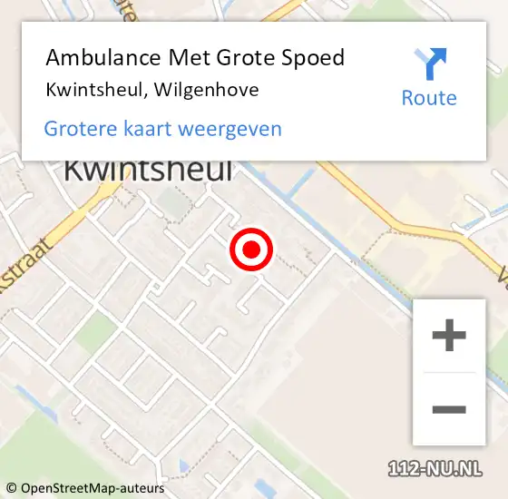 Locatie op kaart van de 112 melding: Ambulance Met Grote Spoed Naar Kwintsheul, Wilgenhove op 15 juni 2023 22:16