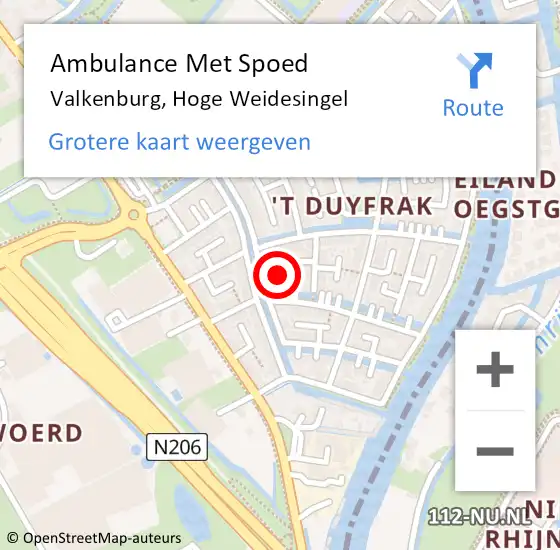 Locatie op kaart van de 112 melding: Ambulance Met Spoed Naar Valkenburg, Hoge Weidesingel op 15 juni 2023 23:29