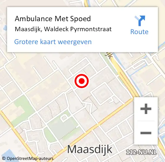 Locatie op kaart van de 112 melding: Ambulance Met Spoed Naar Maasdijk, Waldeck Pyrmontstraat op 15 juni 2023 23:36