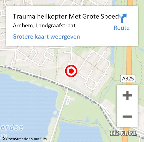 Locatie op kaart van de 112 melding: Trauma helikopter Met Grote Spoed Naar Arnhem, Landgraafstraat op 15 juni 2023 23:41