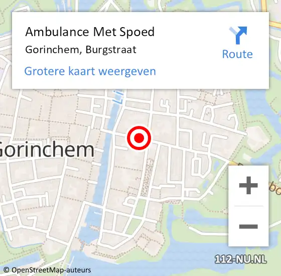 Locatie op kaart van de 112 melding: Ambulance Met Spoed Naar Gorinchem, Burgstraat op 16 juni 2023 00:04