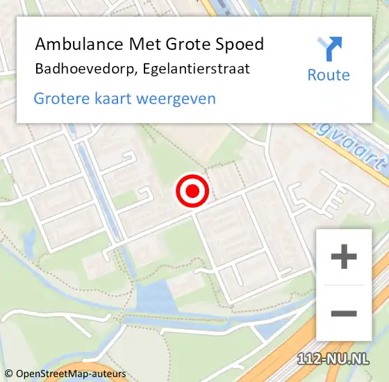 Locatie op kaart van de 112 melding: Ambulance Met Grote Spoed Naar Badhoevedorp, Egelantierstraat op 16 juni 2023 00:58