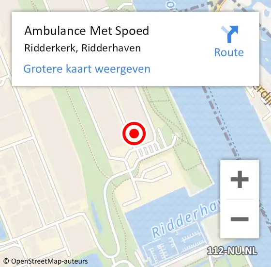 Locatie op kaart van de 112 melding: Ambulance Met Spoed Naar Ridderkerk, Ridderhaven op 16 juni 2023 01:00