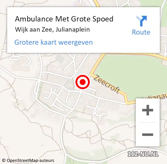 Locatie op kaart van de 112 melding: Ambulance Met Grote Spoed Naar Wijk aan Zee, Julianaplein op 16 juni 2023 05:33