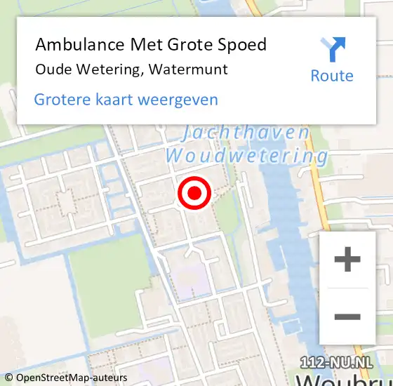 Locatie op kaart van de 112 melding: Ambulance Met Grote Spoed Naar Oude Wetering, Watermunt op 16 juni 2023 06:16