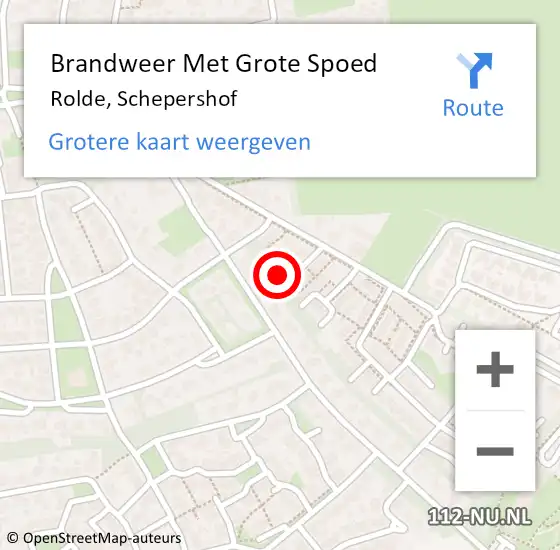 Locatie op kaart van de 112 melding: Brandweer Met Grote Spoed Naar Rolde, Schepershof op 16 juni 2023 06:29