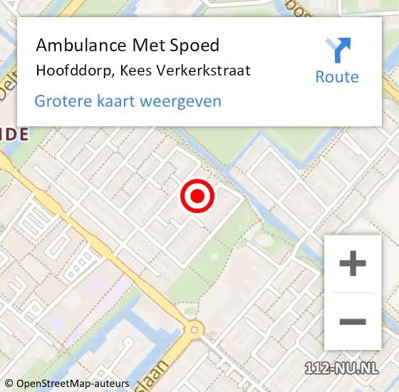 Locatie op kaart van de 112 melding: Ambulance Met Spoed Naar Hoofddorp, Kees Verkerkstraat op 16 juni 2023 06:50