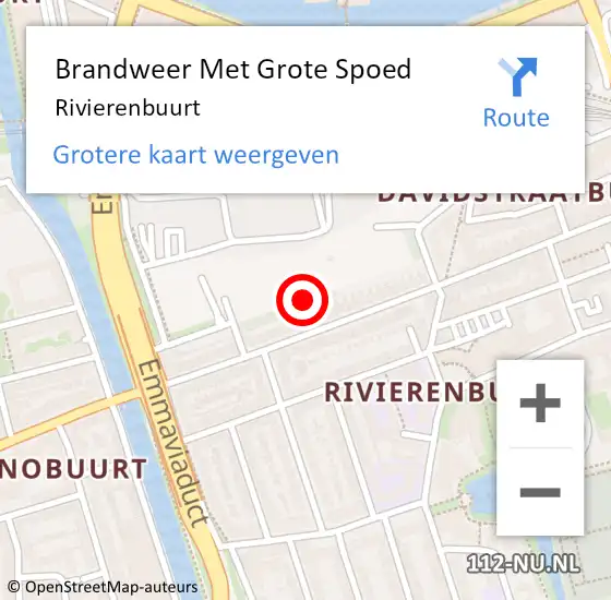 Locatie op kaart van de 112 melding: Brandweer Met Grote Spoed Naar Rivierenbuurt op 29 augustus 2014 08:35