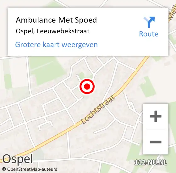 Locatie op kaart van de 112 melding: Ambulance Met Spoed Naar Ospel, Leeuwebekstraat op 16 juni 2023 07:00