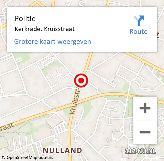 Locatie op kaart van de 112 melding: Politie Kerkrade, Kruisstraat op 16 juni 2023 07:09