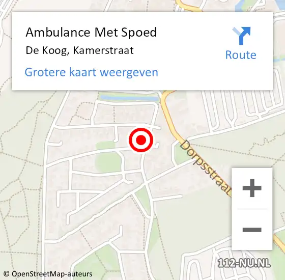 Locatie op kaart van de 112 melding: Ambulance Met Spoed Naar De Koog, Kamerstraat op 16 juni 2023 07:23