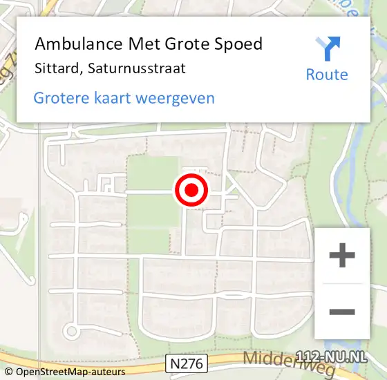 Locatie op kaart van de 112 melding: Ambulance Met Grote Spoed Naar Sittard, Saturnusstraat op 29 augustus 2014 08:36