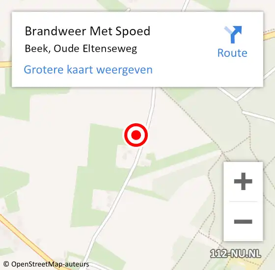 Locatie op kaart van de 112 melding: Brandweer Met Spoed Naar Beek, Oude Eltenseweg op 16 juni 2023 07:26