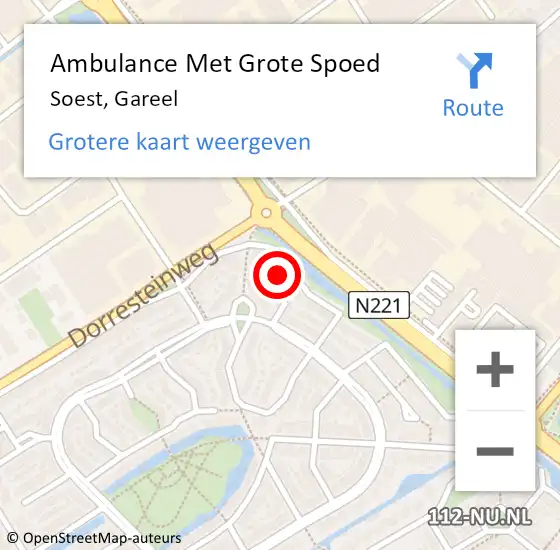 Locatie op kaart van de 112 melding: Ambulance Met Grote Spoed Naar Soest, Gareel op 13 oktober 2013 02:26