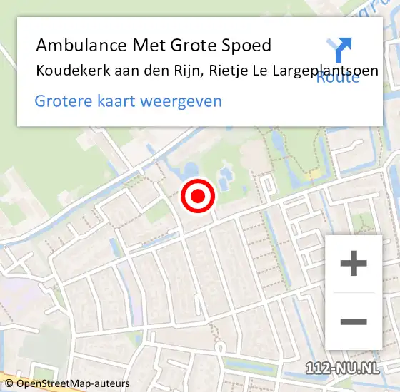 Locatie op kaart van de 112 melding: Ambulance Met Grote Spoed Naar Koudekerk aan den Rijn, Rietje Le Largeplantsoen op 16 juni 2023 07:52