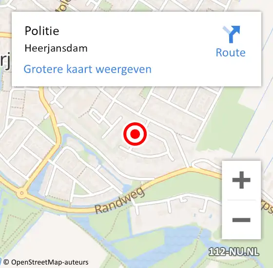 Locatie op kaart van de 112 melding: Politie Heerjansdam op 16 juni 2023 07:57