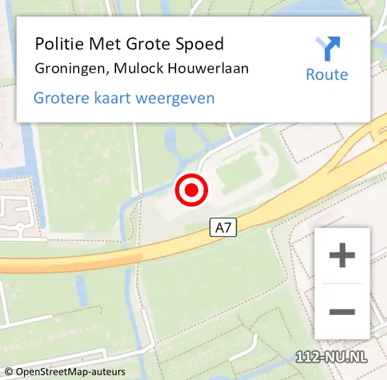 Locatie op kaart van de 112 melding: Politie Met Grote Spoed Naar Groningen, Mulock Houwerlaan op 16 juni 2023 07:58