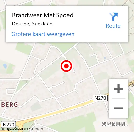 Locatie op kaart van de 112 melding: Brandweer Met Spoed Naar Deurne, Suezlaan op 16 juni 2023 08:17