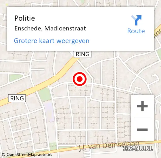 Locatie op kaart van de 112 melding: Politie Enschede, Madioenstraat op 16 juni 2023 08:18