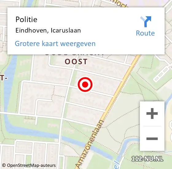 Locatie op kaart van de 112 melding: Politie Eindhoven, Icaruslaan op 16 juni 2023 08:34