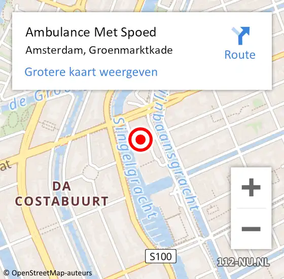 Locatie op kaart van de 112 melding: Ambulance Met Spoed Naar Amsterdam, Groenmarktkade op 16 juni 2023 08:37