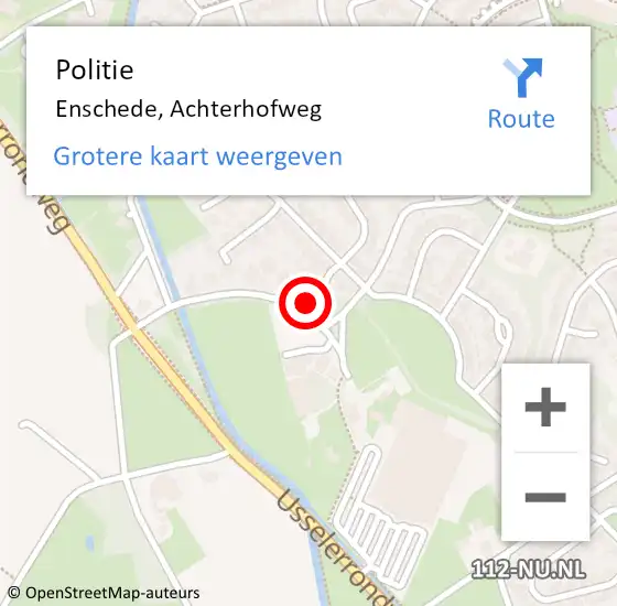 Locatie op kaart van de 112 melding: Politie Enschede, Achterhofweg op 16 juni 2023 09:09