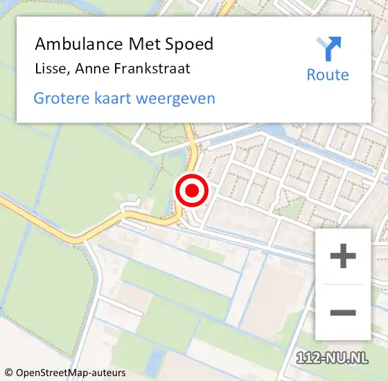 Locatie op kaart van de 112 melding: Ambulance Met Spoed Naar Lisse, Anne Frankstraat op 16 juni 2023 09:13