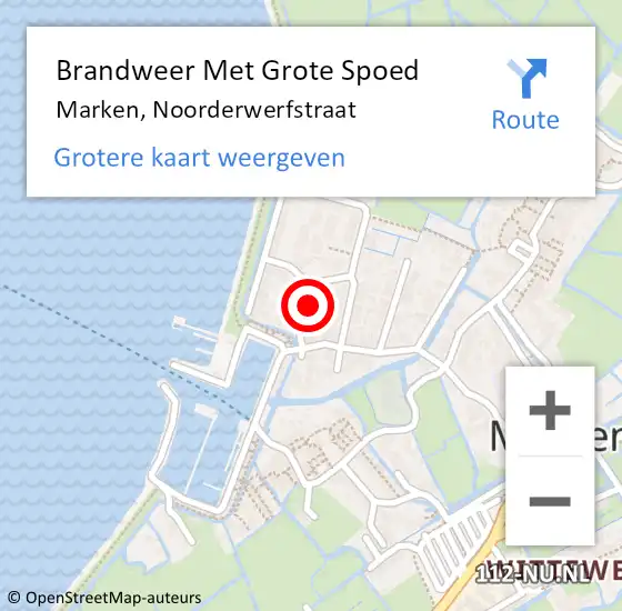 Locatie op kaart van de 112 melding: Brandweer Met Grote Spoed Naar Marken, Noorderwerfstraat op 16 juni 2023 09:13