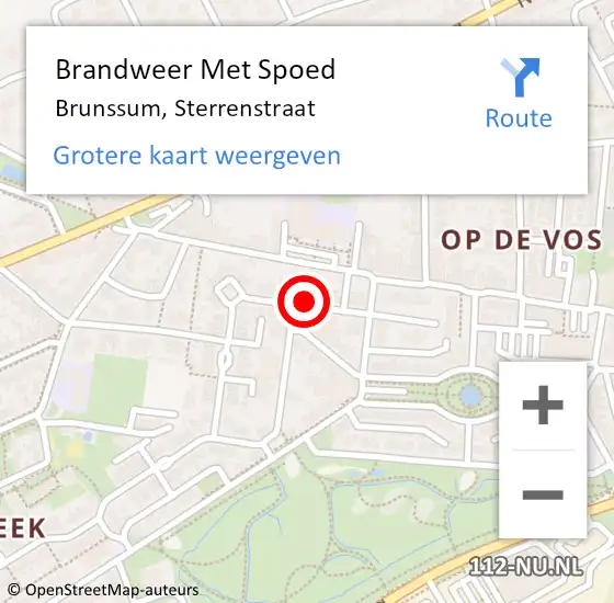 Locatie op kaart van de 112 melding: Brandweer Met Spoed Naar Brunssum, Sterrenstraat op 16 juni 2023 09:20