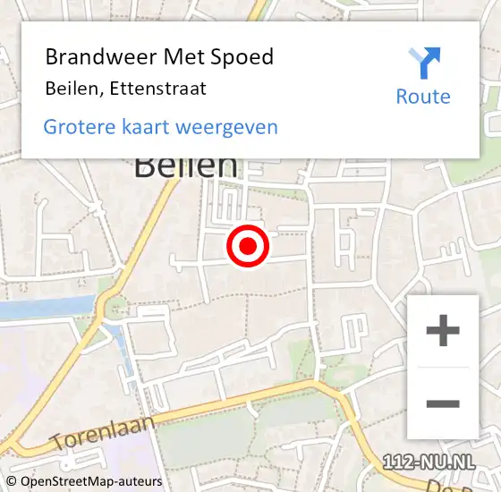 Locatie op kaart van de 112 melding: Brandweer Met Spoed Naar Beilen, Ettenstraat op 16 juni 2023 09:33