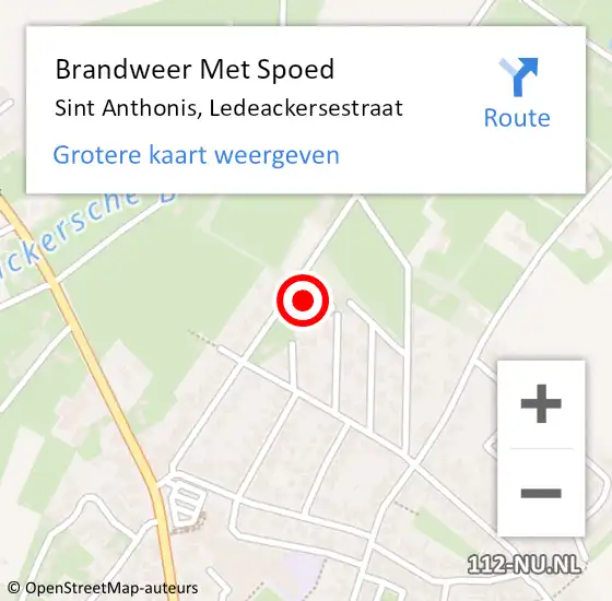 Locatie op kaart van de 112 melding: Brandweer Met Spoed Naar Sint Anthonis, Ledeackersestraat op 16 juni 2023 09:52