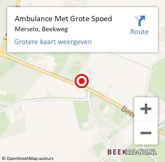 Locatie op kaart van de 112 melding: Ambulance Met Grote Spoed Naar Merselo, Beekweg op 13 oktober 2013 02:28