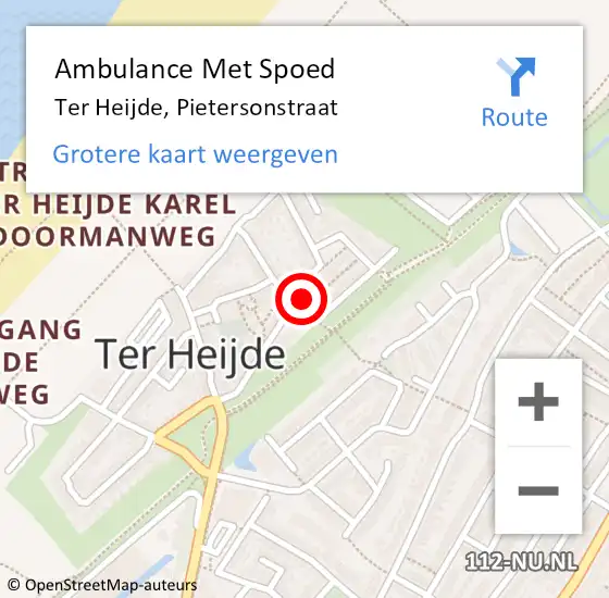 Locatie op kaart van de 112 melding: Ambulance Met Spoed Naar Ter Heijde, Pietersonstraat op 16 juni 2023 10:13
