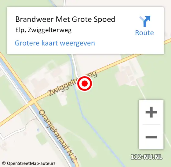 Locatie op kaart van de 112 melding: Brandweer Met Grote Spoed Naar Elp, Zwiggelterweg op 16 juni 2023 10:16