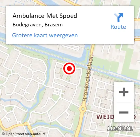 Locatie op kaart van de 112 melding: Ambulance Met Spoed Naar Bodegraven, Brasem op 16 juni 2023 10:33