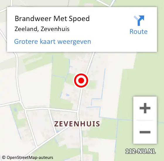 Locatie op kaart van de 112 melding: Brandweer Met Spoed Naar Zeeland, Zevenhuis op 16 juni 2023 11:08