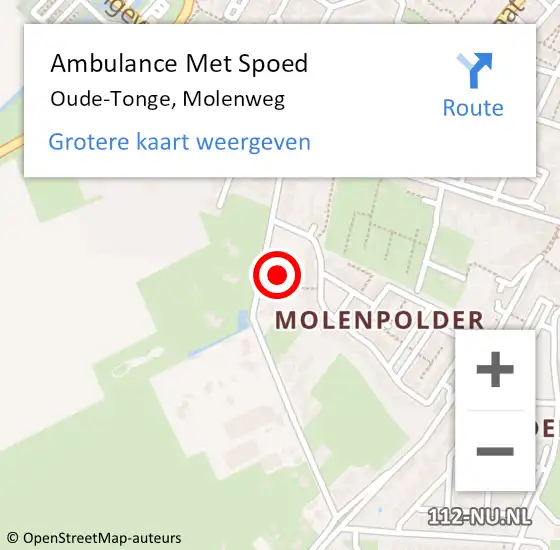 Locatie op kaart van de 112 melding: Ambulance Met Spoed Naar Oude-Tonge, Molenweg op 16 juni 2023 11:50