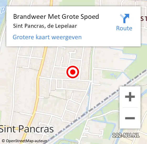 Locatie op kaart van de 112 melding: Brandweer Met Grote Spoed Naar Sint Pancras, de Lepelaar op 16 juni 2023 11:53